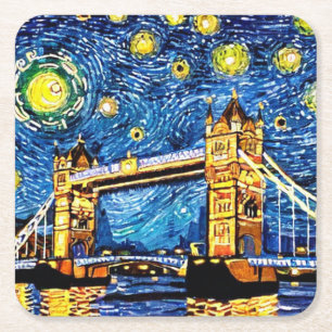 Starry Starry Night London England Underlägg Papper Kvadrat