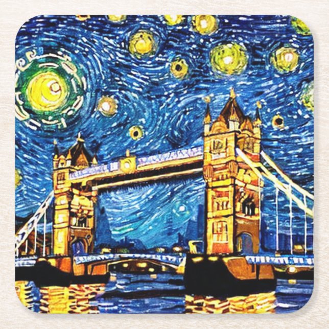 Starry Starry Night London England Underlägg Papper Kvadrat (Framsidan)