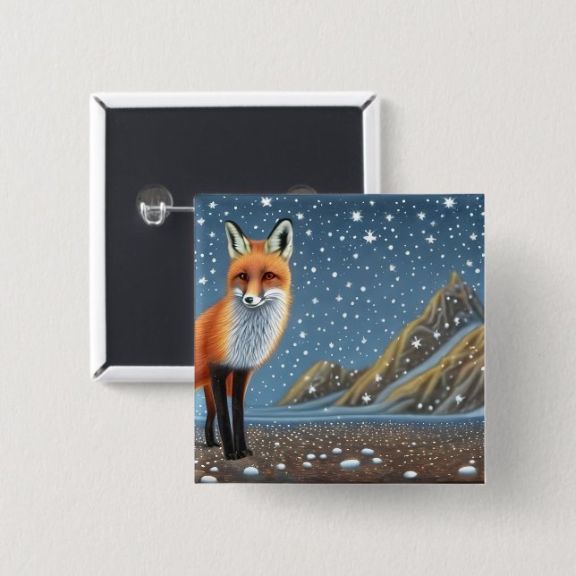 Starry Starry Night Storybook Fox Knapp (Framsida & baksida)