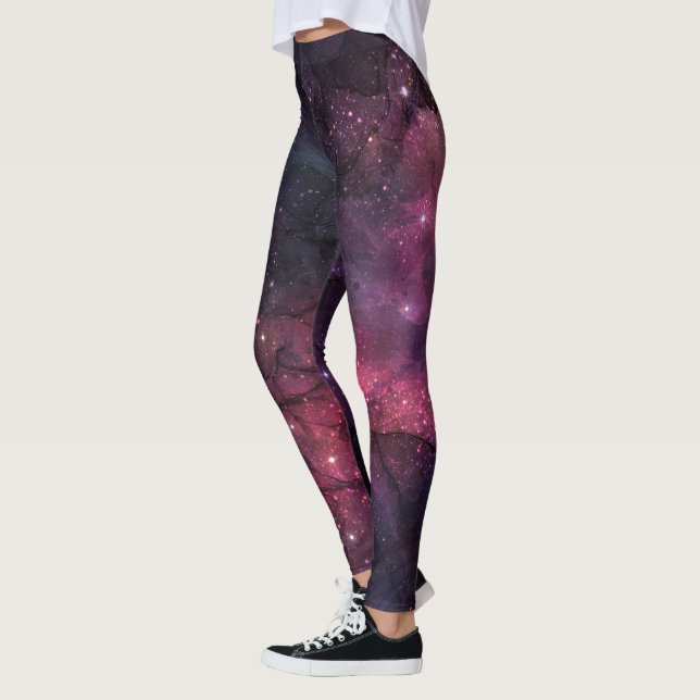 Starry Stars Outer Space Galaxy Planetary Pattern Leggings (Vänster)