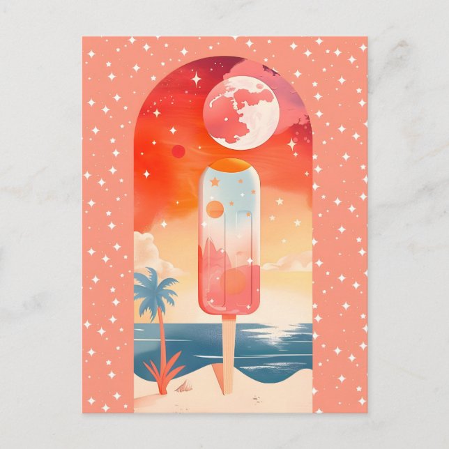 Starry Summer Tropical Night Helg Vykort (Framsida)