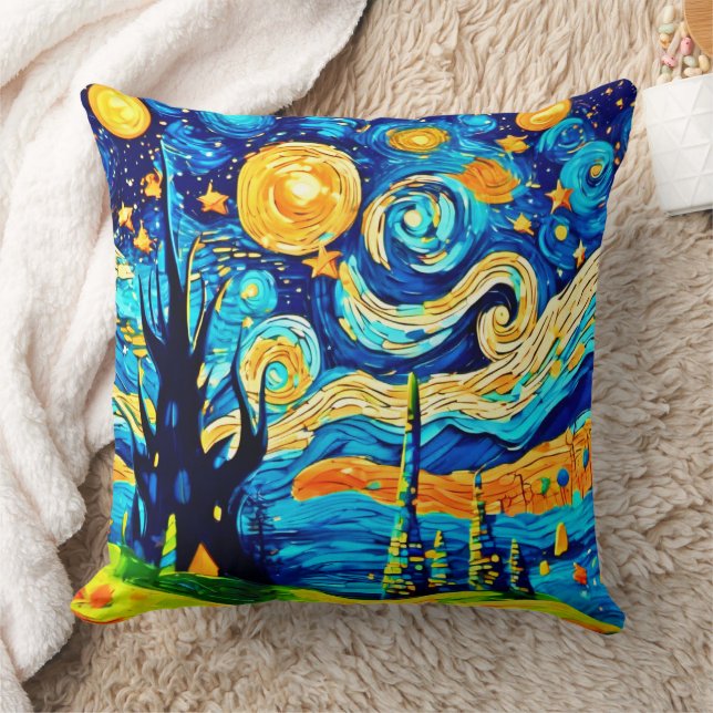 Starry Surrealism Inspired Artwork Kudde (Filt)