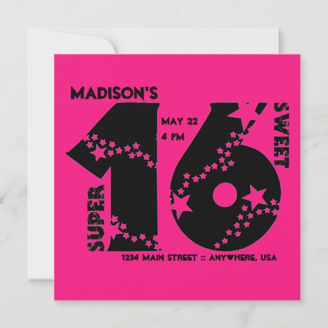 Starry Toppen Sweet 16-inbjudan Inbjudningar (Framsida)