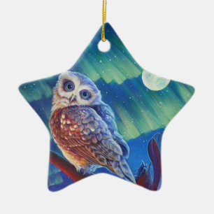 Starry ugglor julgransprydnad keramik