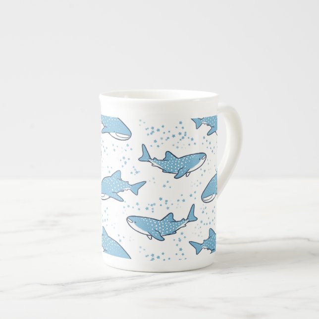 Starry valhaj (tända), benporslin mugg (Framsida höger)