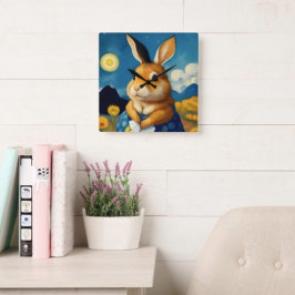 Starry Vår Bunny Clock Fyrkantig Klocka