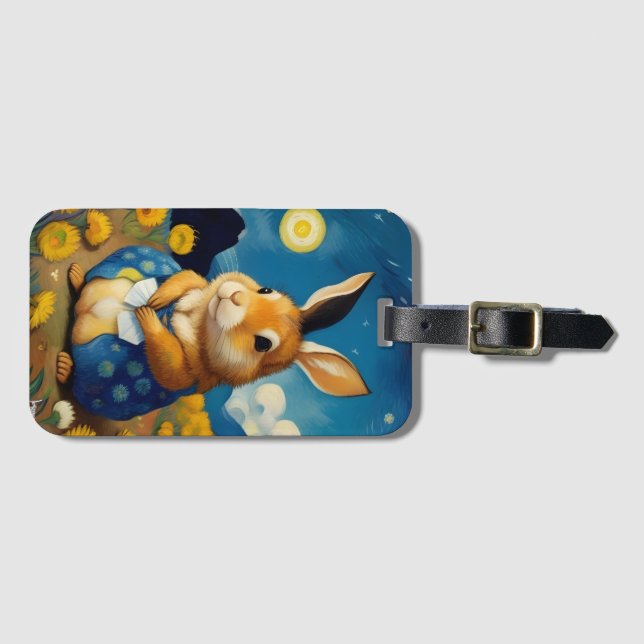 Starry Vår Bunny Luggage Tag Bagagebricka (Framsida horisontal)