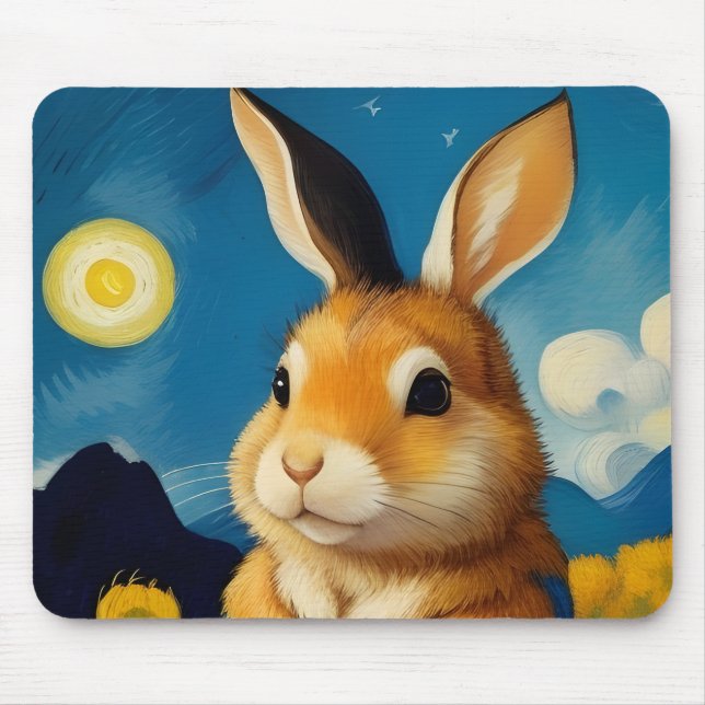 Starry Vår Bunny Mousepad Musmatta (Framsidan)