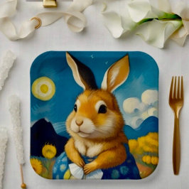 Starry Vår Bunny Papper Plate