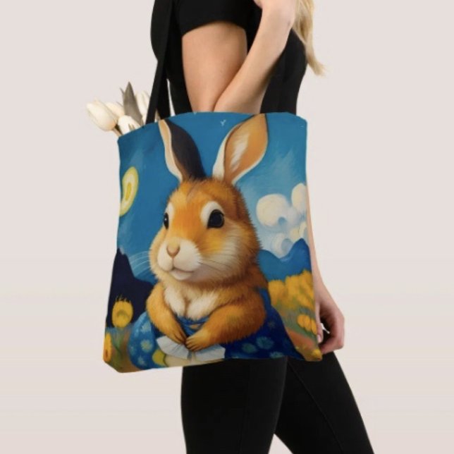 Starry Vår Bunny Tote Bag Tygkasse (Skapare uppladdad)