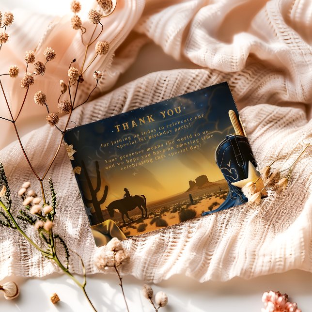 Starry Western Cowboy 1st Birthday Rodeo Tack Kort (Skapare uppladdad)