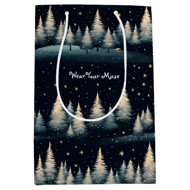 Starry Winter Forest Night Gift Bag (Framsidan)