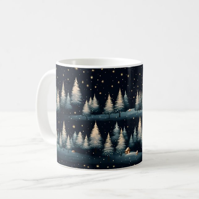 Starry Winter Forest Night Mugg (Framsida vänster)