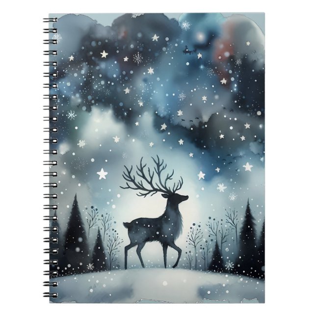 Starry Winter Night Deer  Anteckningsbok (Framsidan)