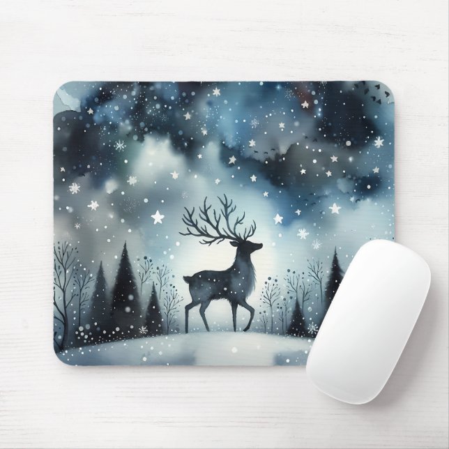 Starry Winter Night Deer Musmatta (Med mus)