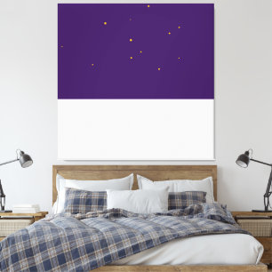 Starry Winter Night Royal Lila White Färg Block Canvastryck