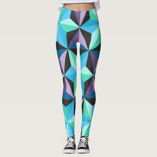 Stars Abstrakt Geometric Patchwork Leggings (Framsida)
