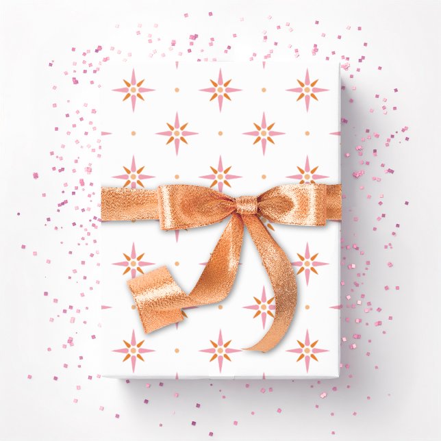 Stars and Dots in Pink and Orange Presentpapper (Skapare uppladdad)