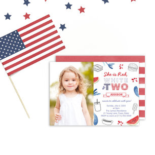 Stars and Stripes 2-årsfest PhotoCard Inbjudningar