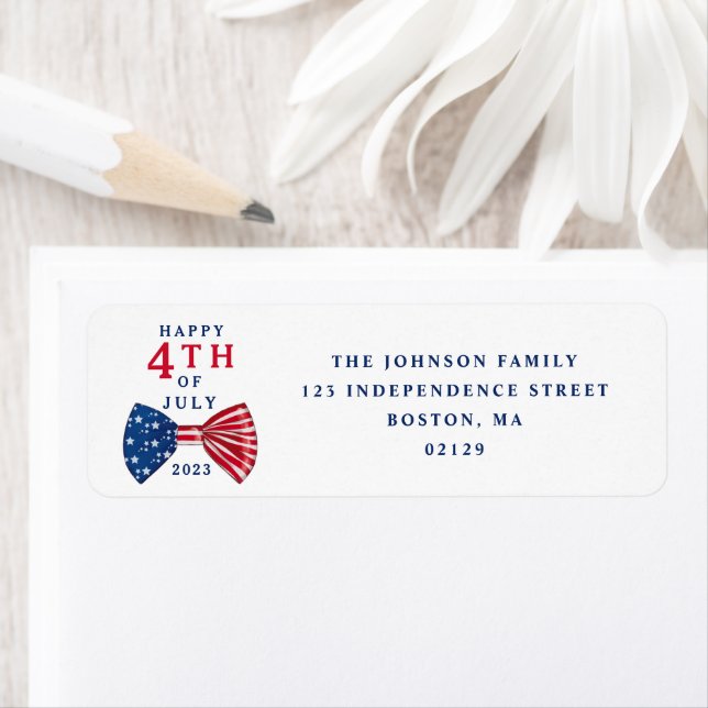 Stars And Stripes 4 juli-adress Returadress Etikett (Insitu)