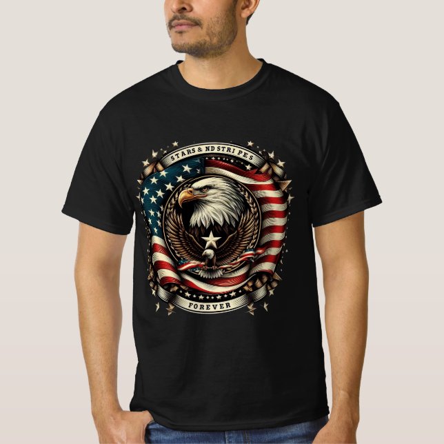 Stars and Stripes Forever - American Eagle Pride T Shirt (Framsida)
