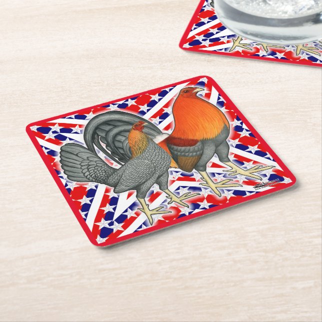 Stars and Stripes Gamefowl Underlägg Papper Kvadrat (Vinklad)