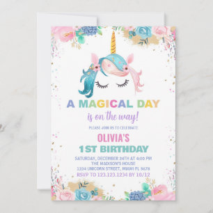 Stars Ballons Unicorn Birthday-inbjudan Inbjudningar