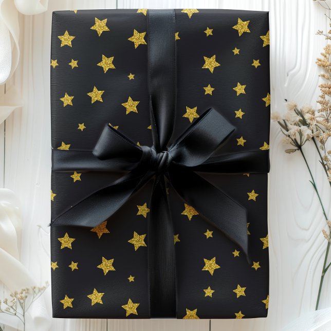 Stars Black Guld Helgdag födelsedag nya år Presentpapper (Skapare uppladdad)