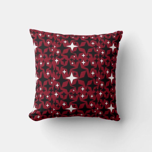 Stars Black n White w Red Background Kudde (Framsida)