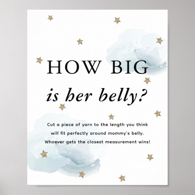 Stars & Blue Clouds Baby Shower hur stor hennes be Poster (Framsidan)