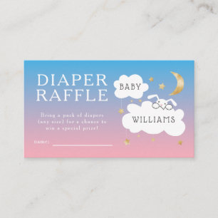 Stars Bunny Rosa Blue Baby Shower Raffle Tilläggskort