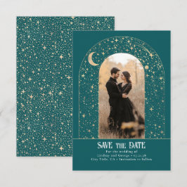 Stars Celestial Arch Teal Save the Date Photo Spara Datumet