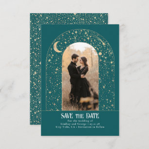 Stars Celestial Arch Teal Save the Date Photo Spara Datumet