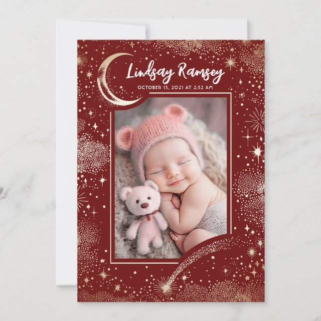 Stars Celestial Cute Red Newborn Photos Bird Meddelande (Framsida)