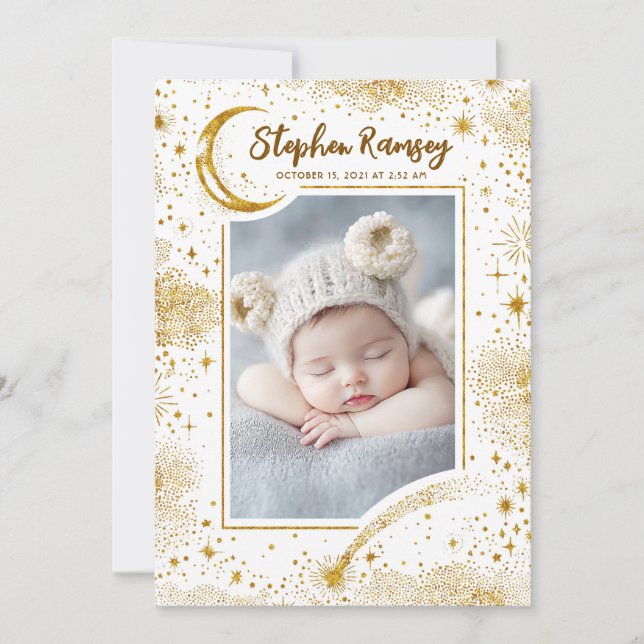 Stars Celestial Cute White Newborn Photos Bird Meddelande (Framsida)