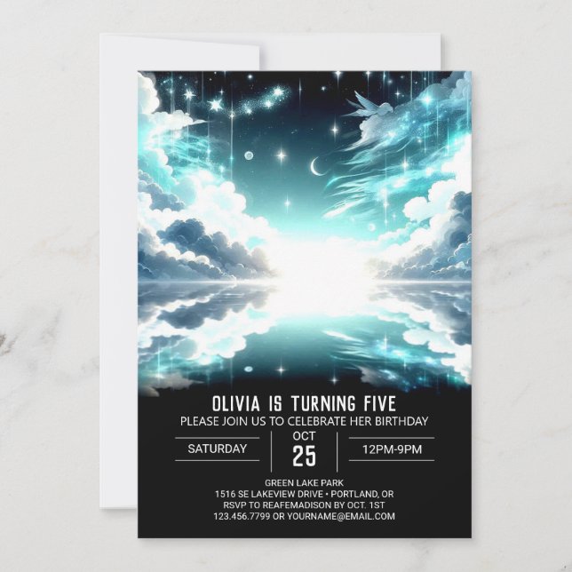 Stars Celestial Digital Birthday Inbjudningar (Framsida)
