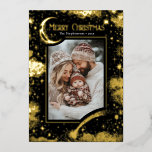 Stars Celestial Magic God jul Photo<br><div class="desc">Skicka dina semesterhälsningar i stil med det här God jul-kortet av typen "one-of-a-a" med en riktig guld-folie-celestial design. Fira säsongen med ett häpnadsväckande stjärnnattstema som på ett vackert sätt kompletterar familjens foto. Riken, den vibrerande grafiken framkallar heligans magiska och vinternatt, och berättar om skönhet, mysterium och den glädje som omger...</div>