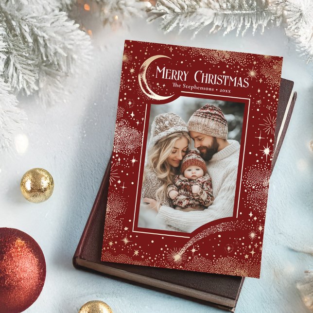 Stars Celestial Magic God jul Photo Julkort (Christmas Photo Card)