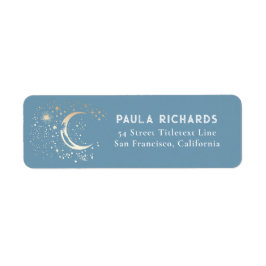Stars Celestial Mystical Dusty Blue Night Himmel Returadress Etikett