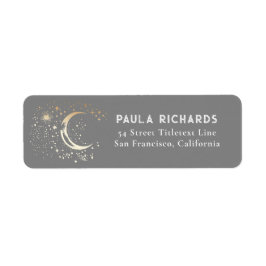 Stars Celestial Mystical Grått Night Himmel Returadress Etikett