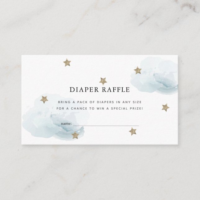 Stars & Clouds Baby Shower Diaper Raffle Biljett Tilläggskort (Framsida)
