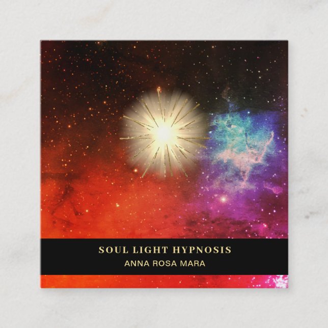 *~* Stars Cosmic Healing Universe Energy Sol Burst Fyrkantigt Visitkort (Framsida)