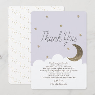 Stars Crecsent Måne Lavender Baby Shower Tack Inbjudningar