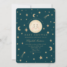 Stars Cute Måne Golden Galaxy Baby Shower