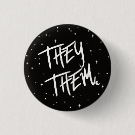 Stars De/de Pronouns 3 cm rund Badge Knapp