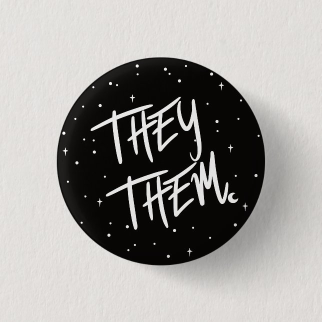 Stars De/de Pronouns 3 cm rund Badge Knapp (Framsida)