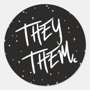 Stars De /Them Pronouns Runt Klistermärke