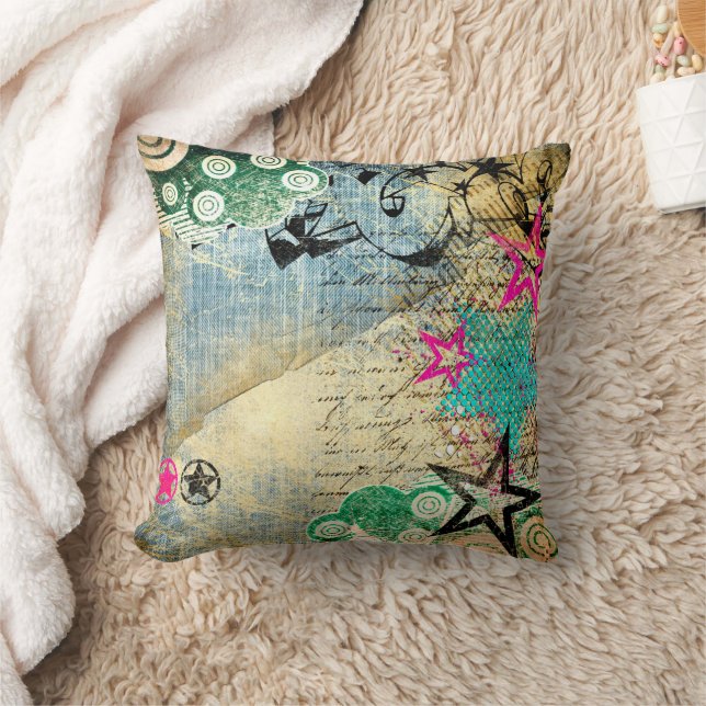 Stars dekorativ Vintage Pillow Kudde (Filt)