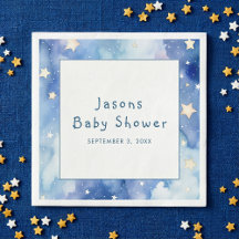 Stars drömma babyduschblåinbjudan