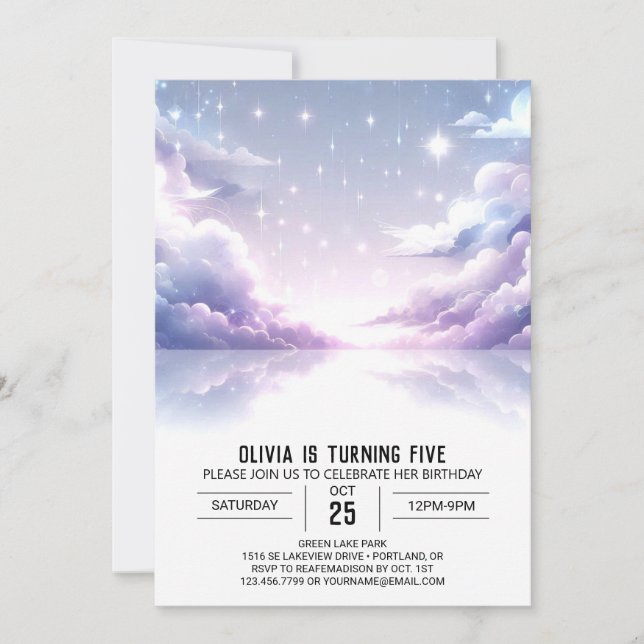 Stars Elegant Celestial Digital Birthday Inbjudningar (Framsida)